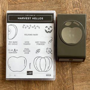 Stampin Up HARVEST HELLOS Stamps set AND APPLE/PUMPKIN Punch